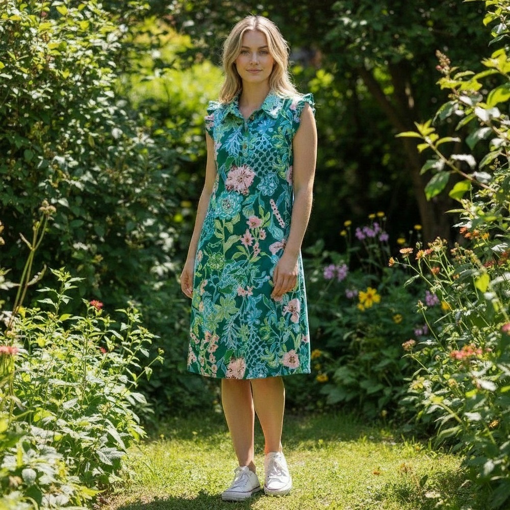 Lilly Pulitzer Silvia Luxletic UPF 50+ Golf Polo Dress Floral Size Small